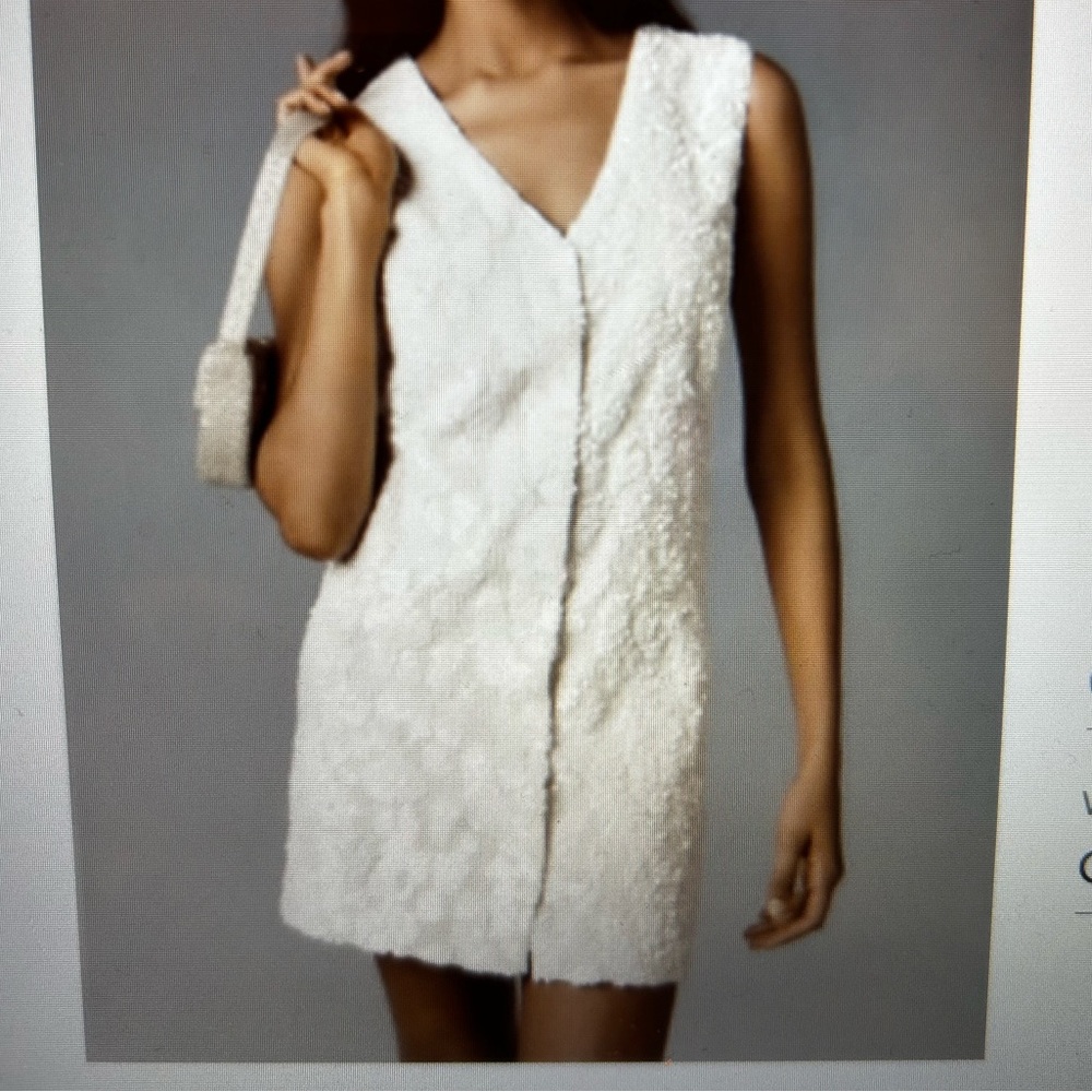 Anthropologie White Sequin Sleeveless Dress